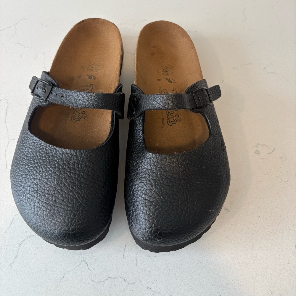 Birkenstock black slip on clog